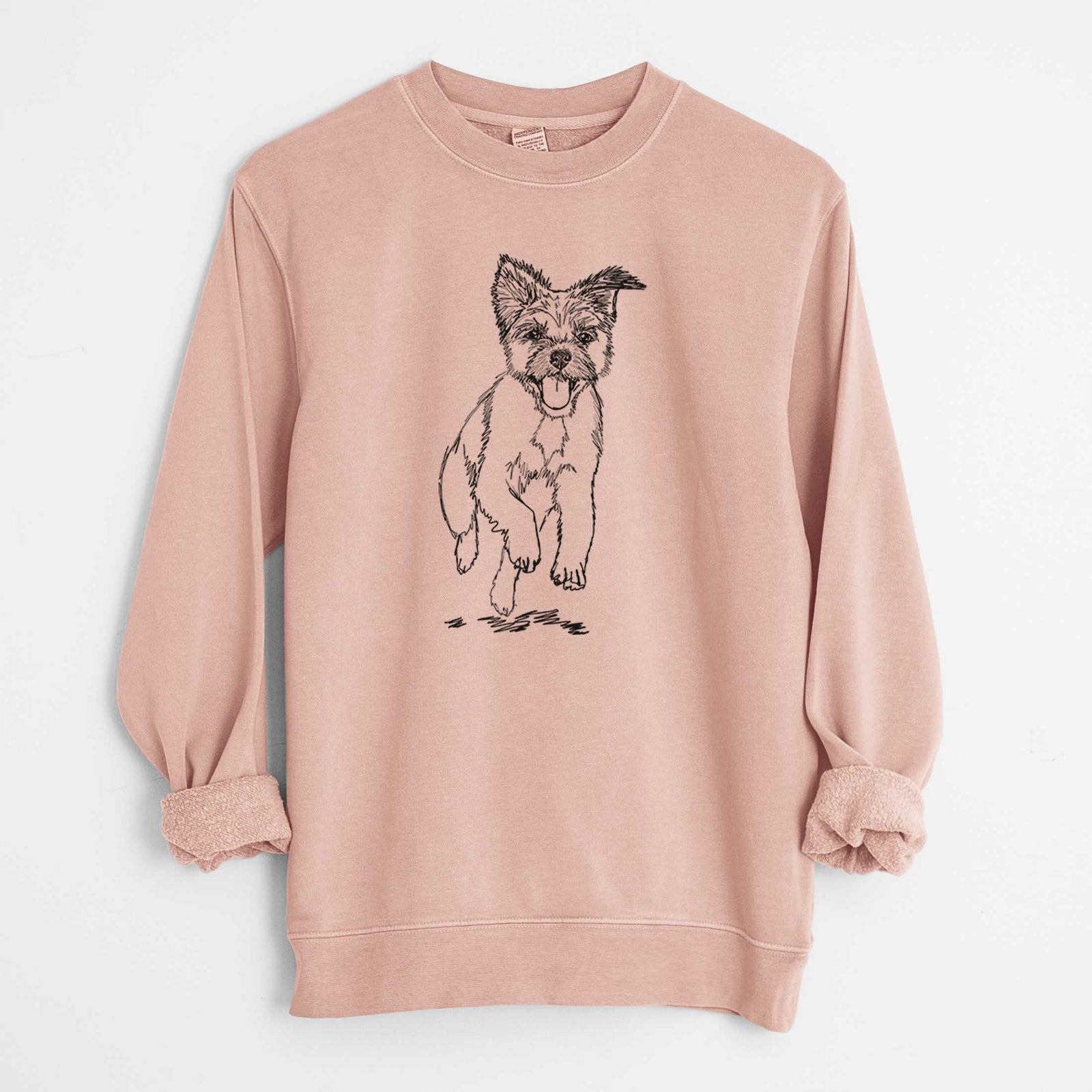 Doodled Elvin the Border Terrier - Unisex Pigment Dyed Crew Sweatshirt