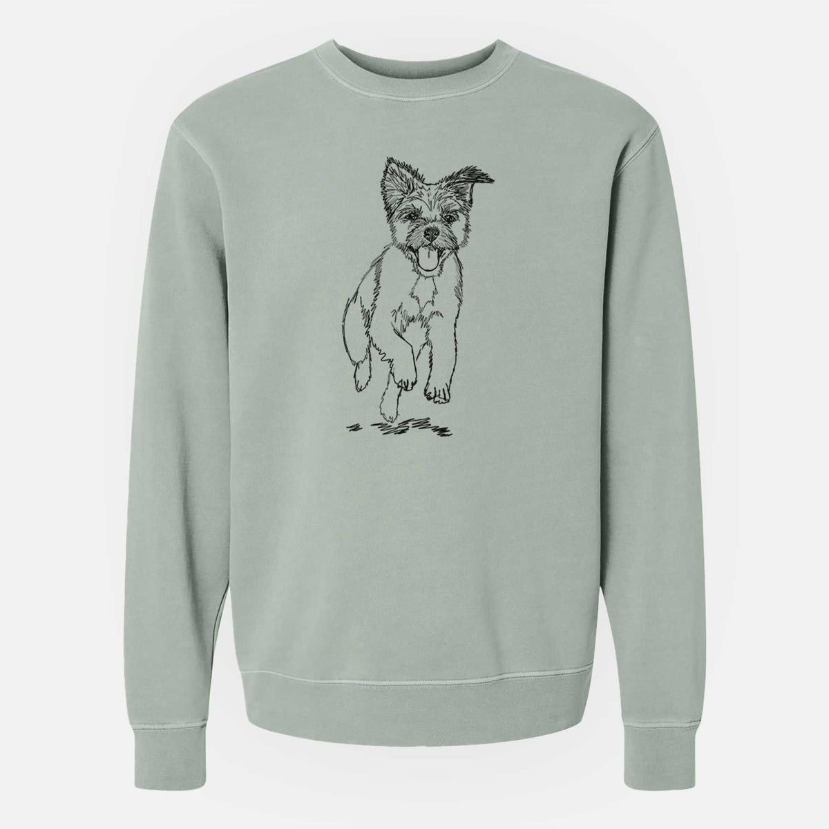 Doodled Elvin the Border Terrier - Unisex Pigment Dyed Crew Sweatshirt