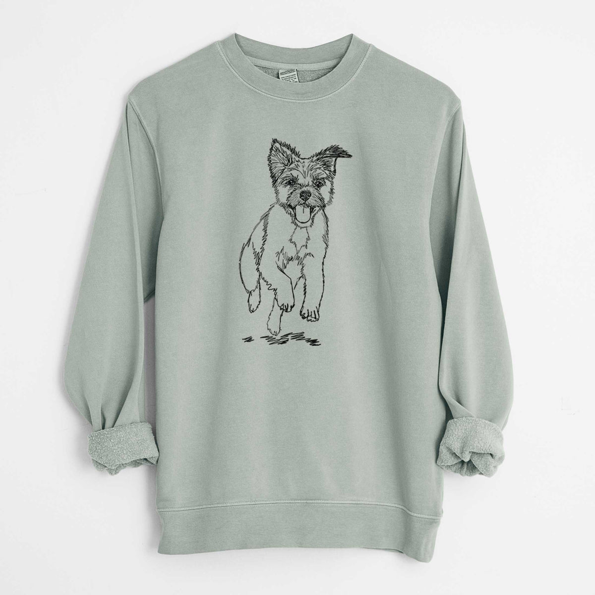 Doodled Elvin the Border Terrier - Unisex Pigment Dyed Crew Sweatshirt