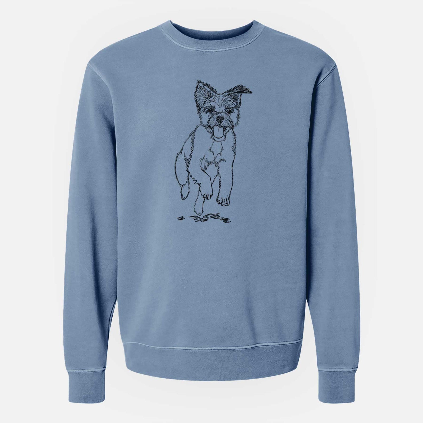 Doodled Elvin the Border Terrier - Unisex Pigment Dyed Crew Sweatshirt