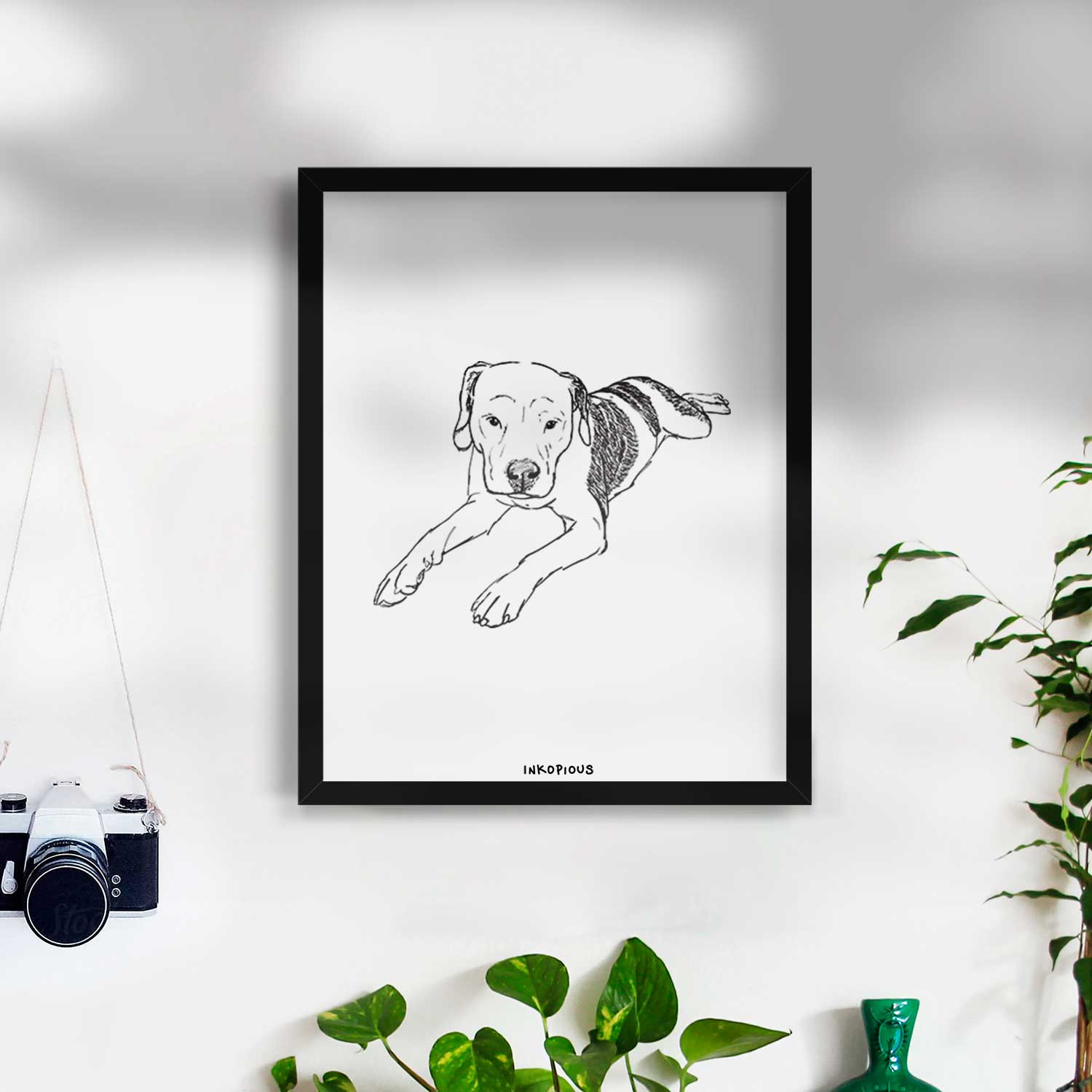 Doodled Emma Jean the Pitbull Mix Art Print