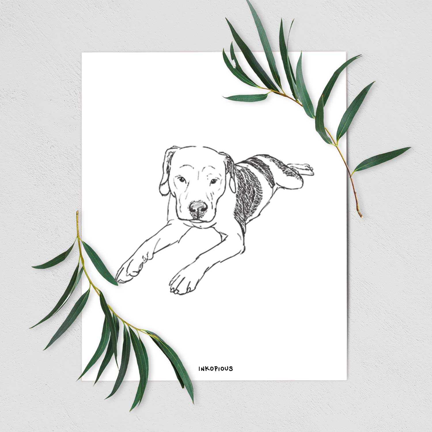 Doodled Emma Jean the Pitbull Mix Art Print