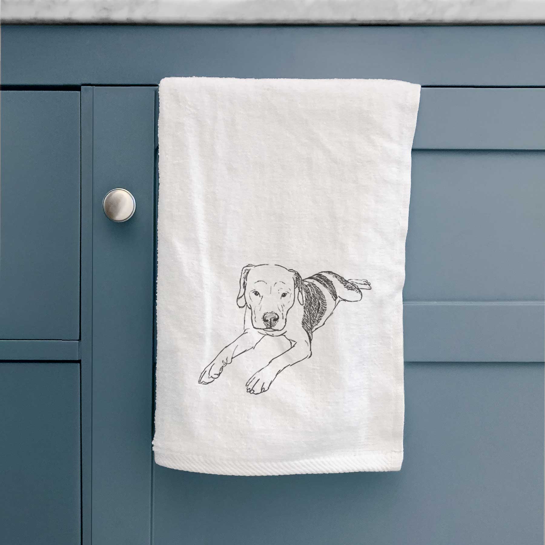 Doodled Emma Jean the Pitbull Mix Decorative Hand Towel