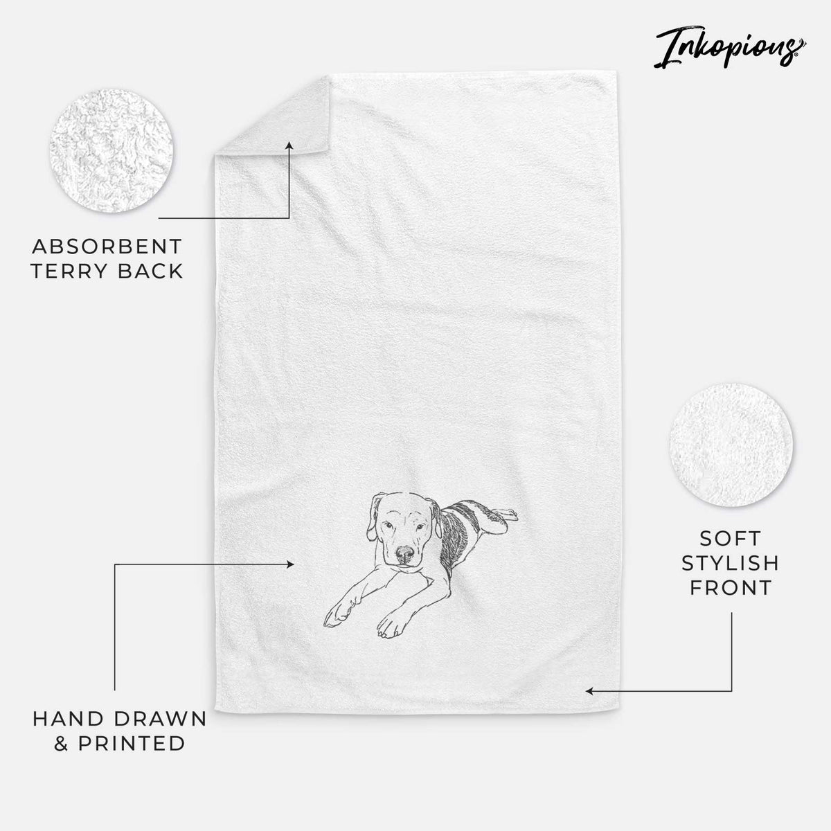 Doodled Emma Jean the Pitbull Mix Decorative Hand Towel