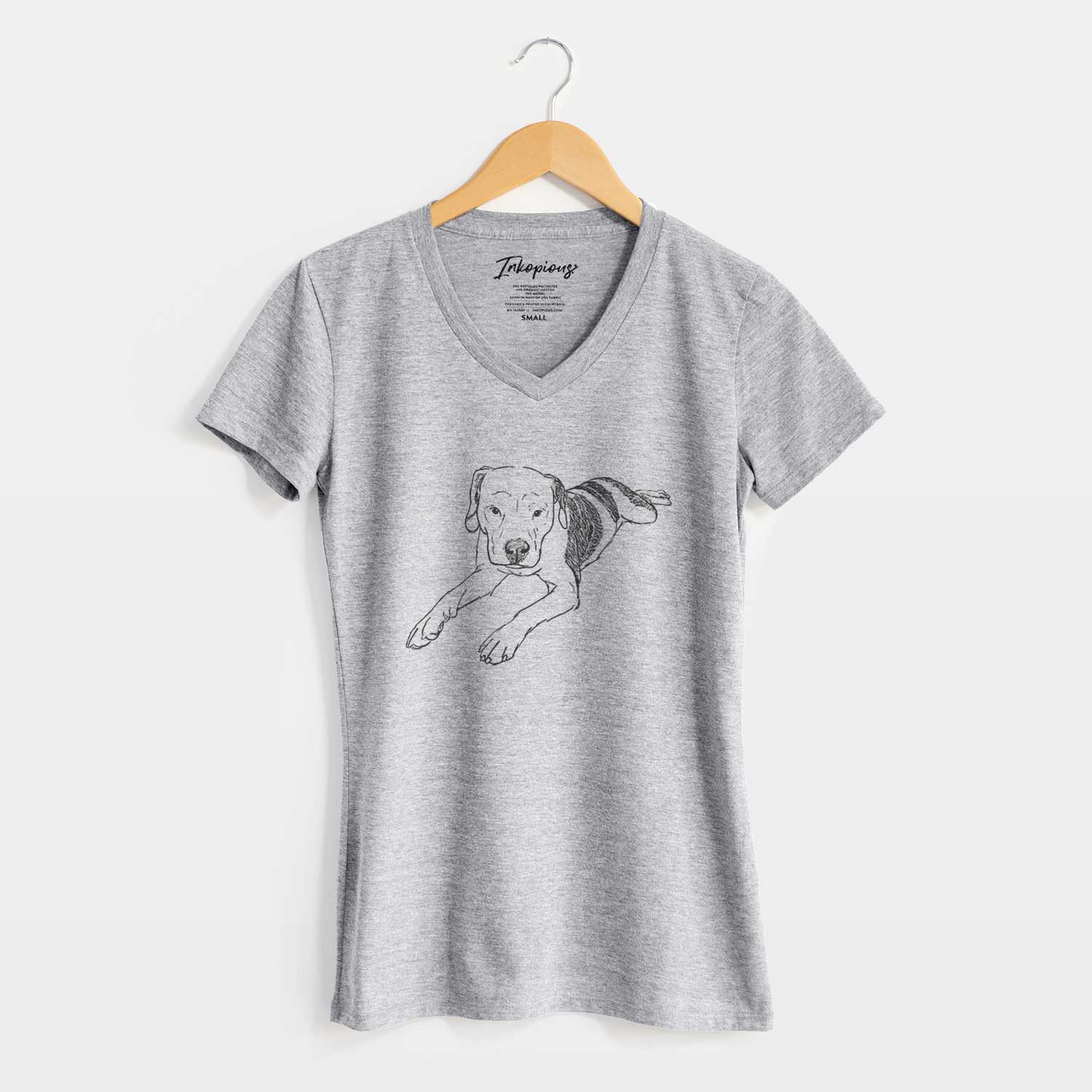 Doodled Emma Jean the Pitbull Mix - Women's V-neck Shirt