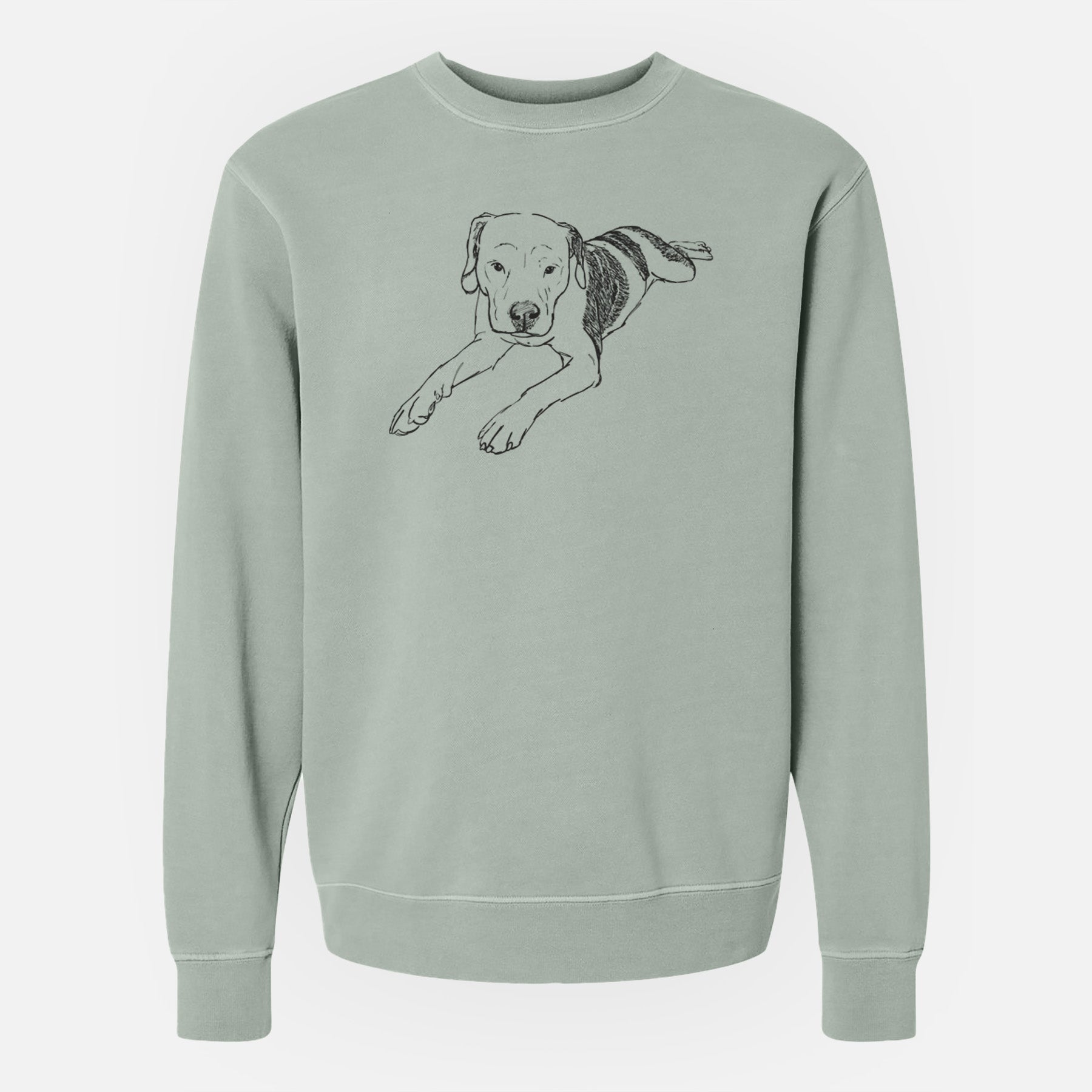 Doodled Emma Jean the Pitbull Mix - Unisex Pigment Dyed Crew Sweatshirt