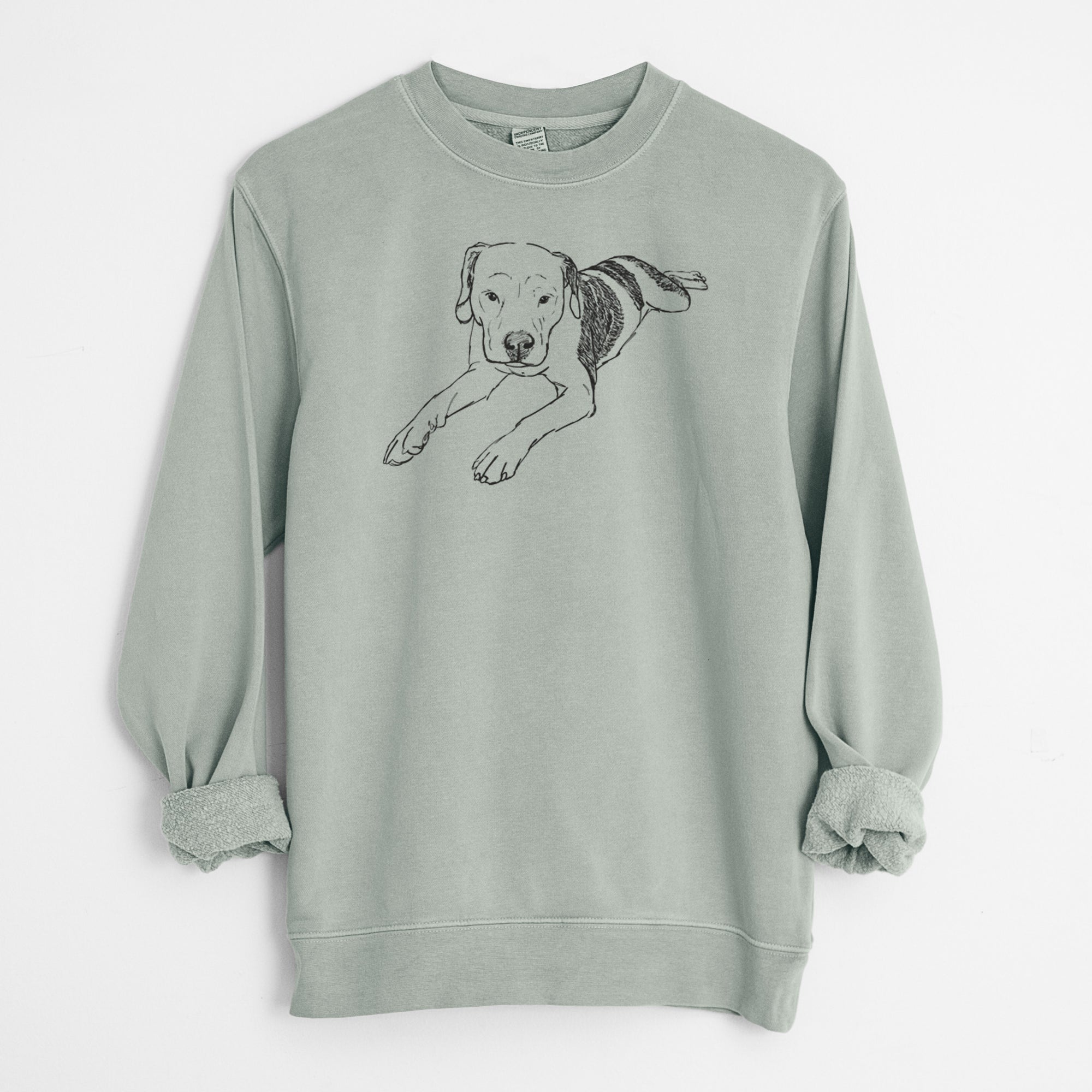 Doodled Emma Jean the Pitbull Mix - Unisex Pigment Dyed Crew Sweatshirt