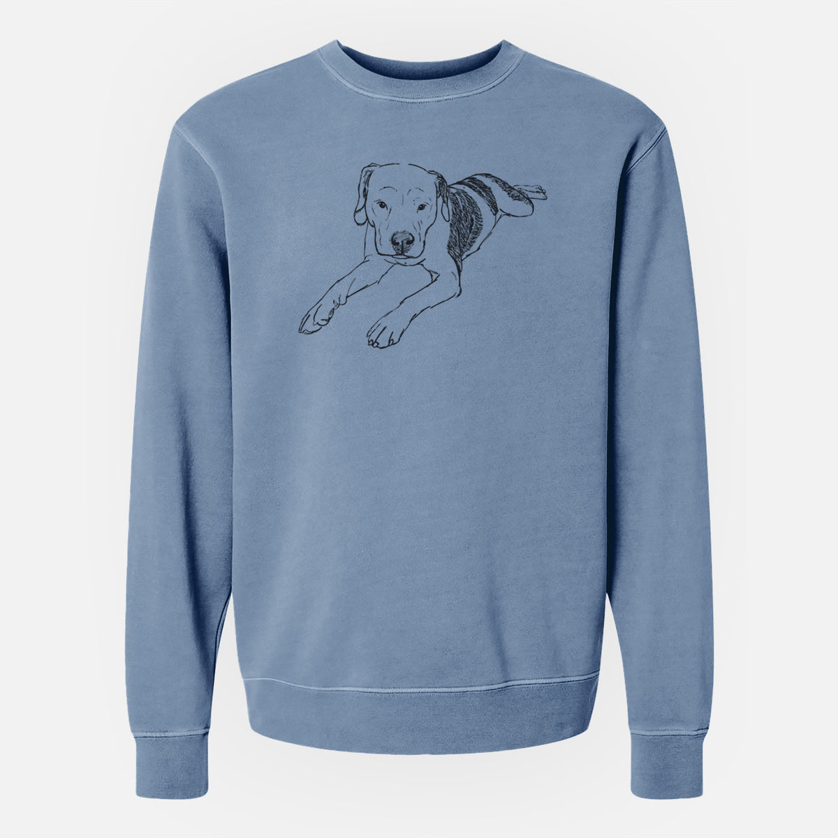 Doodled Emma Jean the Pitbull Mix - Unisex Pigment Dyed Crew Sweatshirt