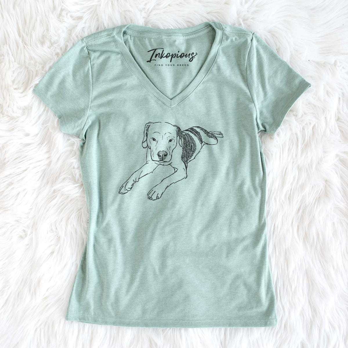 Doodled Emma Jean the Pitbull Mix - Women&#39;s V-neck Shirt