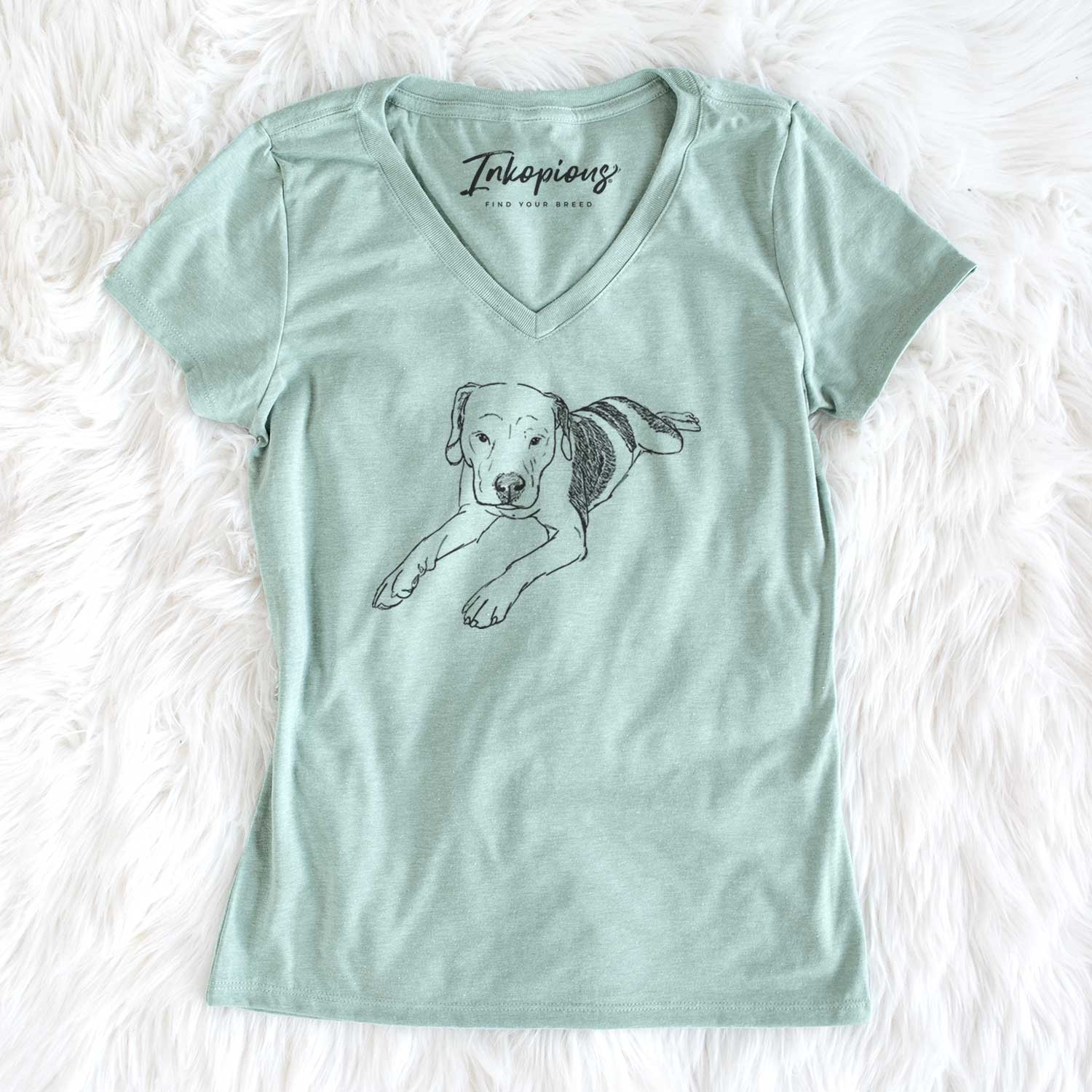 Doodled Emma Jean the Pitbull Mix - Women's V-neck Shirt