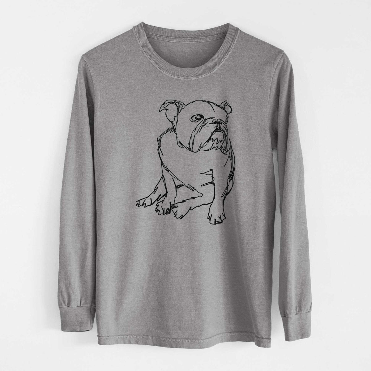 Doodled English Bulldog - Heavyweight 100% Cotton Long Sleeve