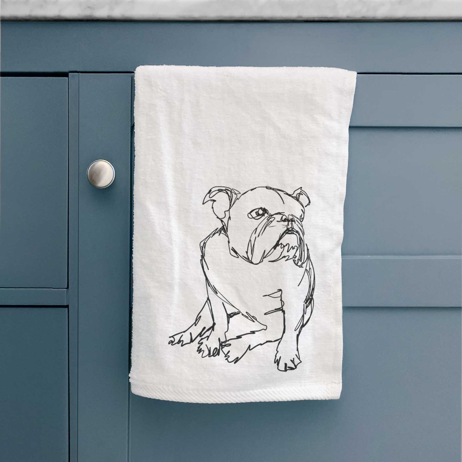 Doodled English Bulldog Decorative Hand Towel