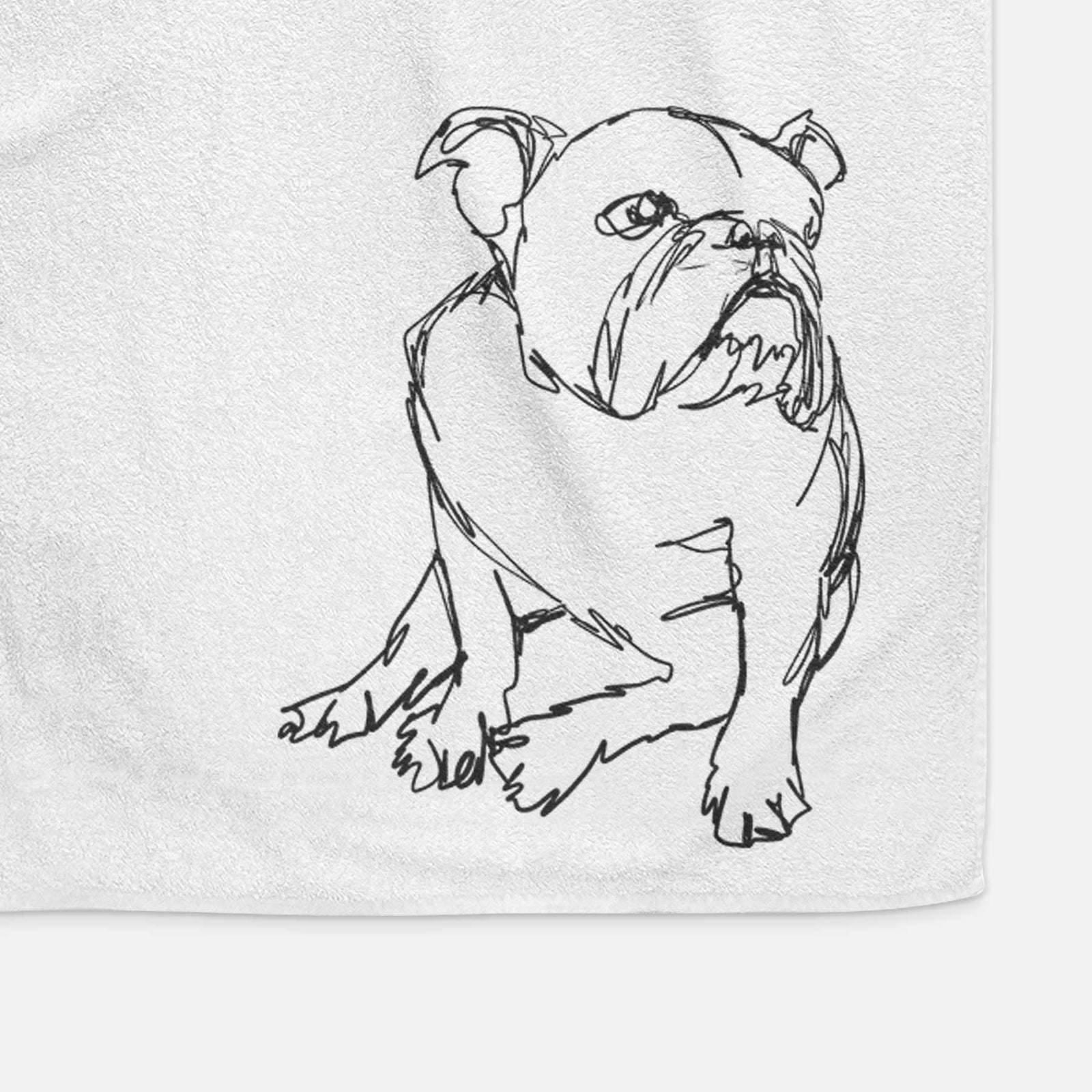 Doodled English Bulldog Decorative Hand Towel
