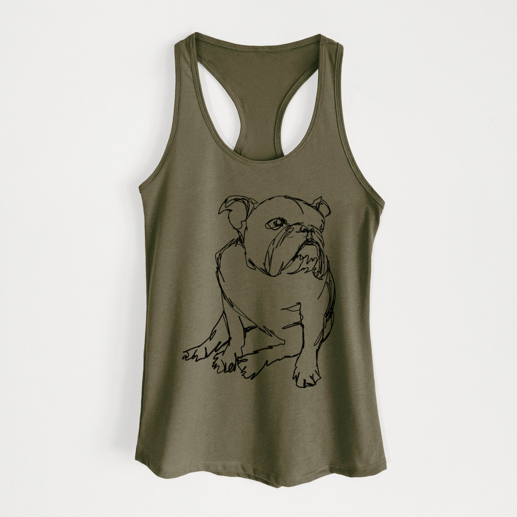 Doodled English Bulldog - Women's Racerback Tanktop