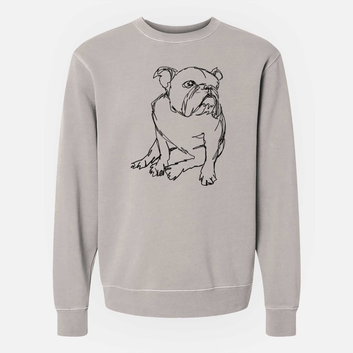 Doodled English Bulldog the  - Unisex Pigment Dyed Crew Sweatshirt