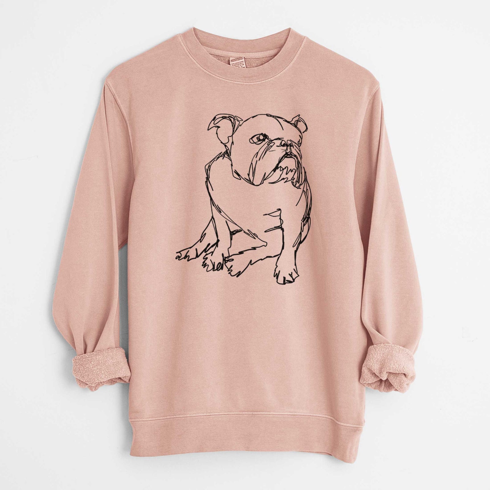 Doodled English Bulldog the  - Unisex Pigment Dyed Crew Sweatshirt