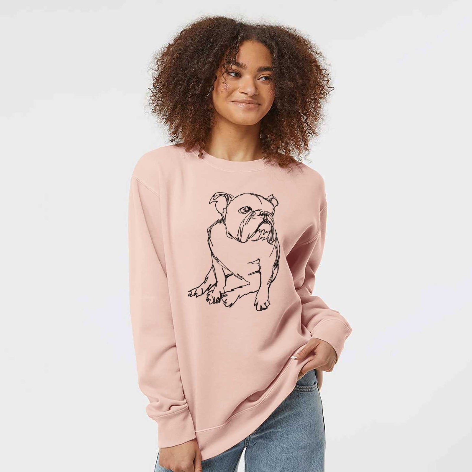 Doodled English Bulldog the  - Unisex Pigment Dyed Crew Sweatshirt