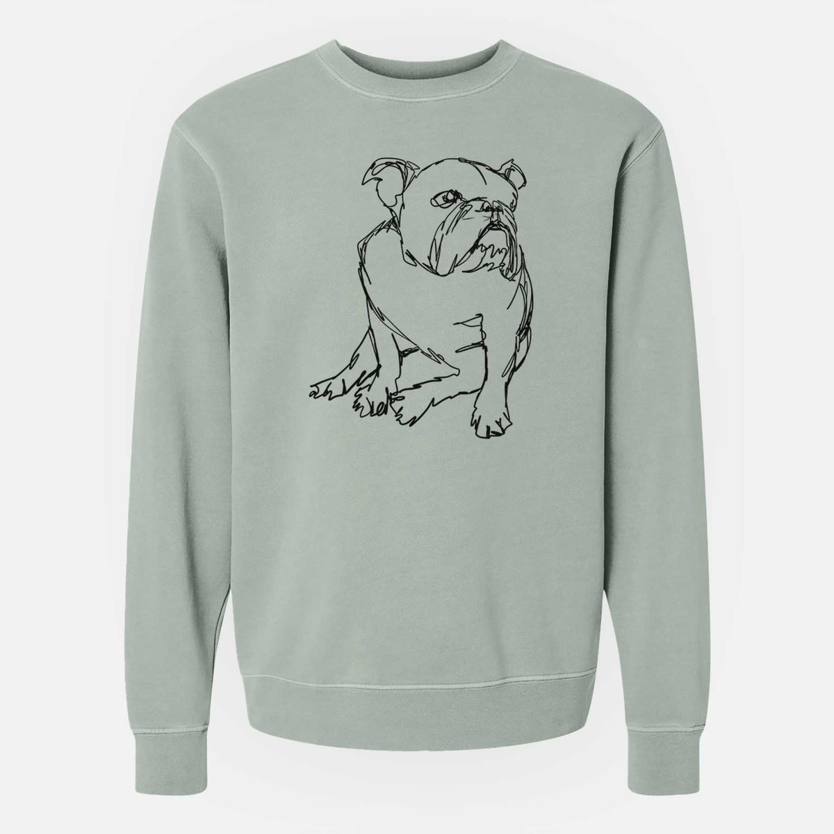 Doodled English Bulldog the  - Unisex Pigment Dyed Crew Sweatshirt
