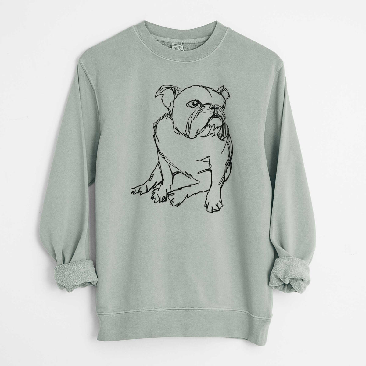 Doodled English Bulldog the  - Unisex Pigment Dyed Crew Sweatshirt