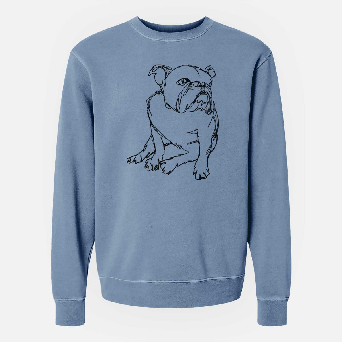 Doodled English Bulldog the  - Unisex Pigment Dyed Crew Sweatshirt