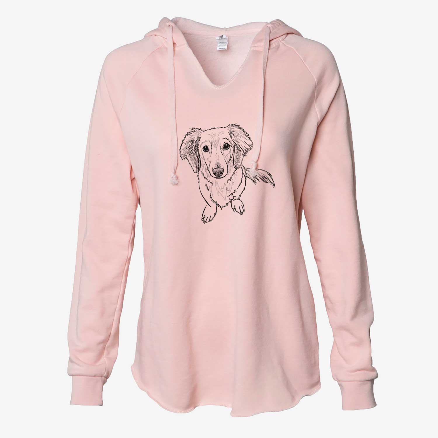 Doodled Enzo the Long Haired Dachshund - Cali Wave Hooded Sweatshirt