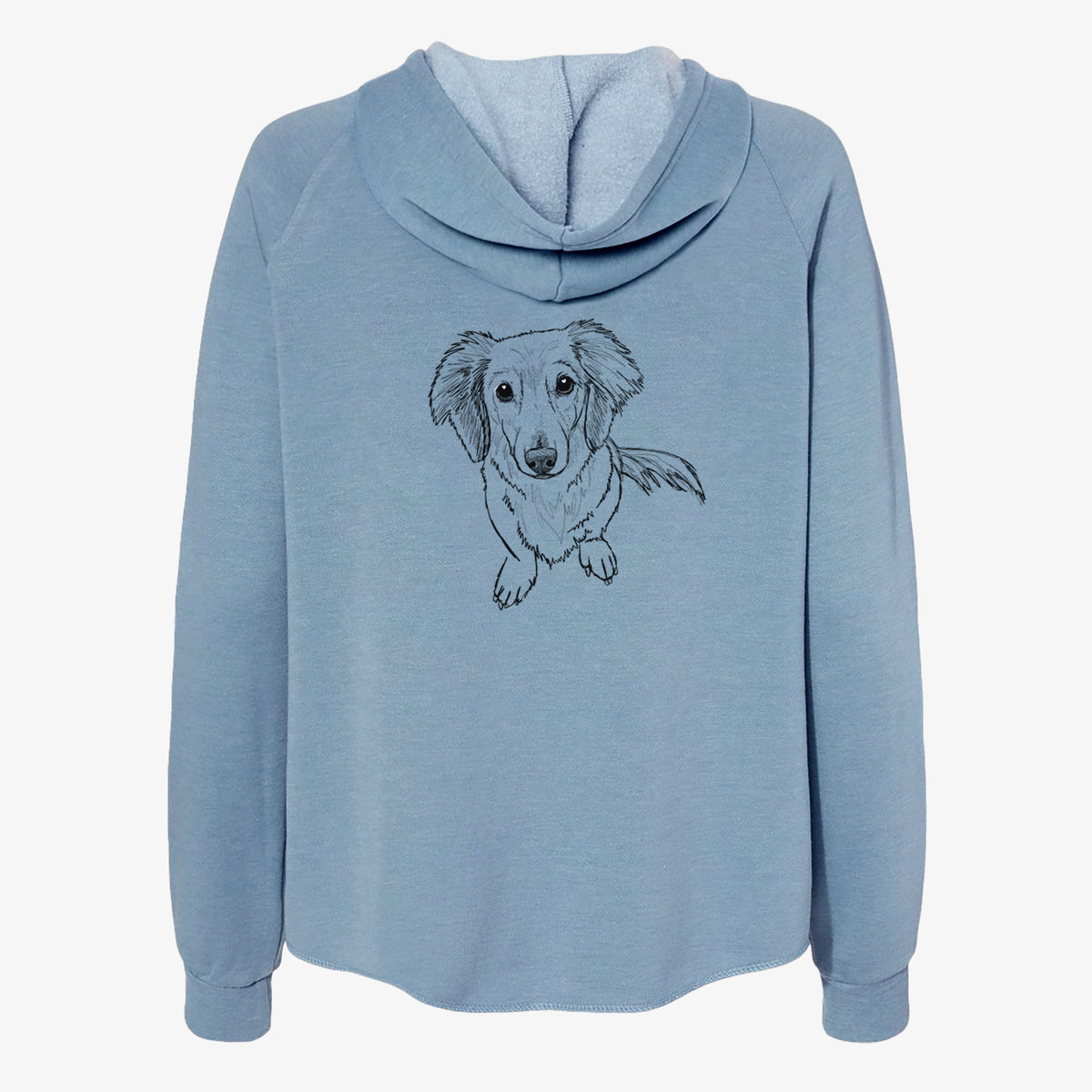 Doodled Enzo the Long Haired Dachshund - Women's Cali Wave Zip-Up Sweatshirt