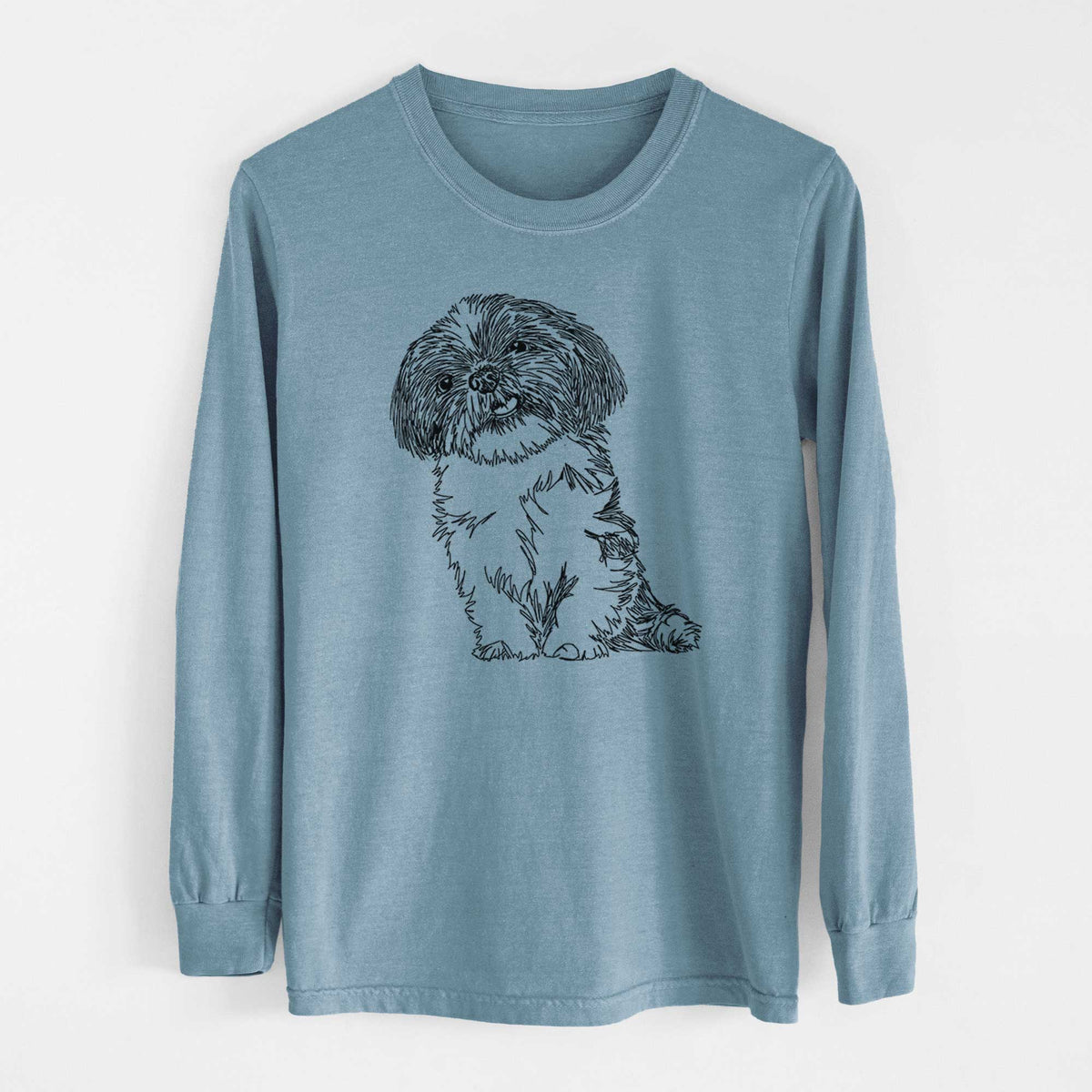 Doodled Ethel the Shih Tzu - Heavyweight 100% Cotton Long Sleeve