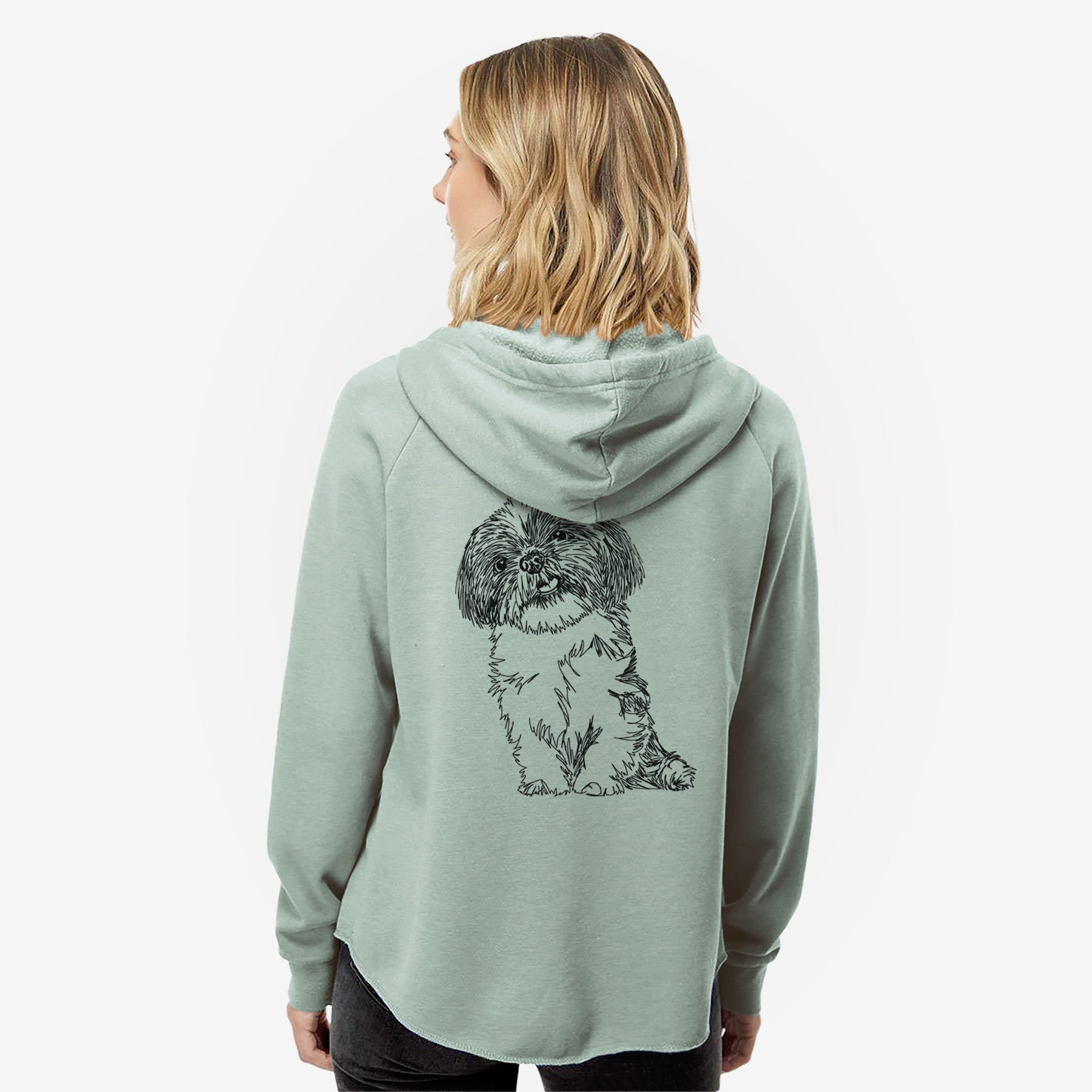 Doodled Ethel the Shih Tzu - Women's Cali Wave Zip-Up Sweatshirt