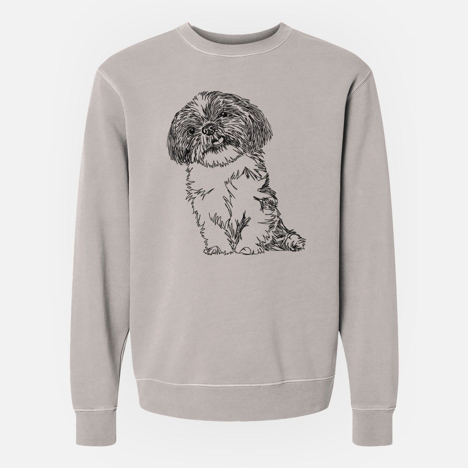 Doodled Ethel the Shih Tzu - Unisex Pigment Dyed Crew Sweatshirt