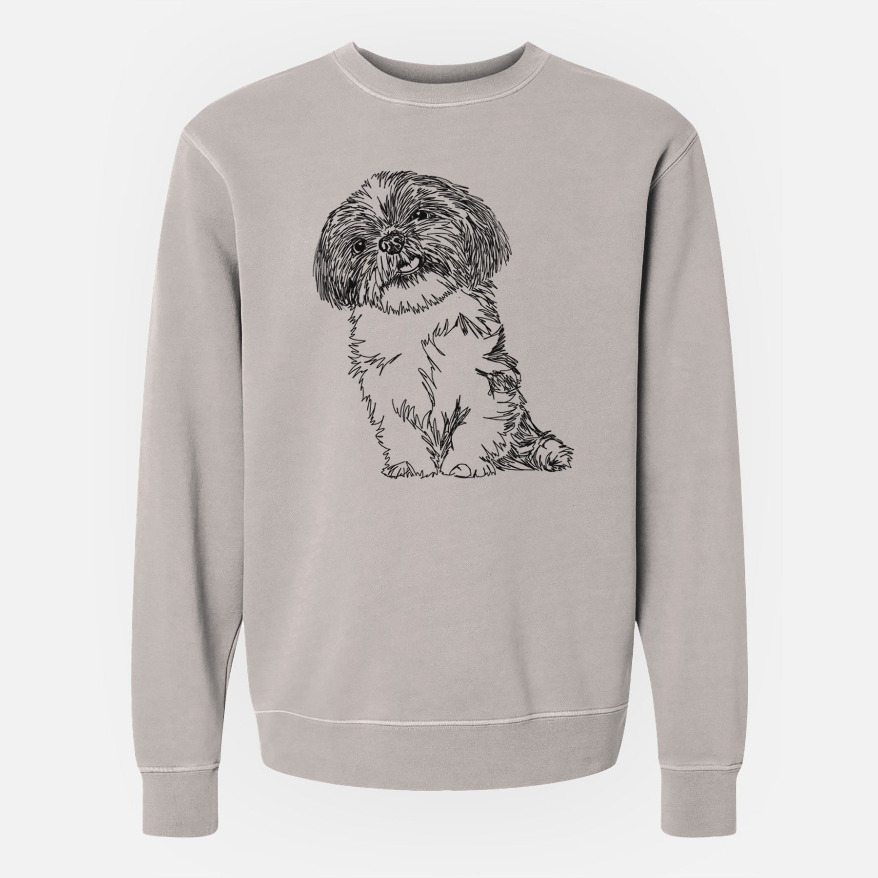Doodled Ethel the Shih Tzu - Unisex Pigment Dyed Crew Sweatshirt