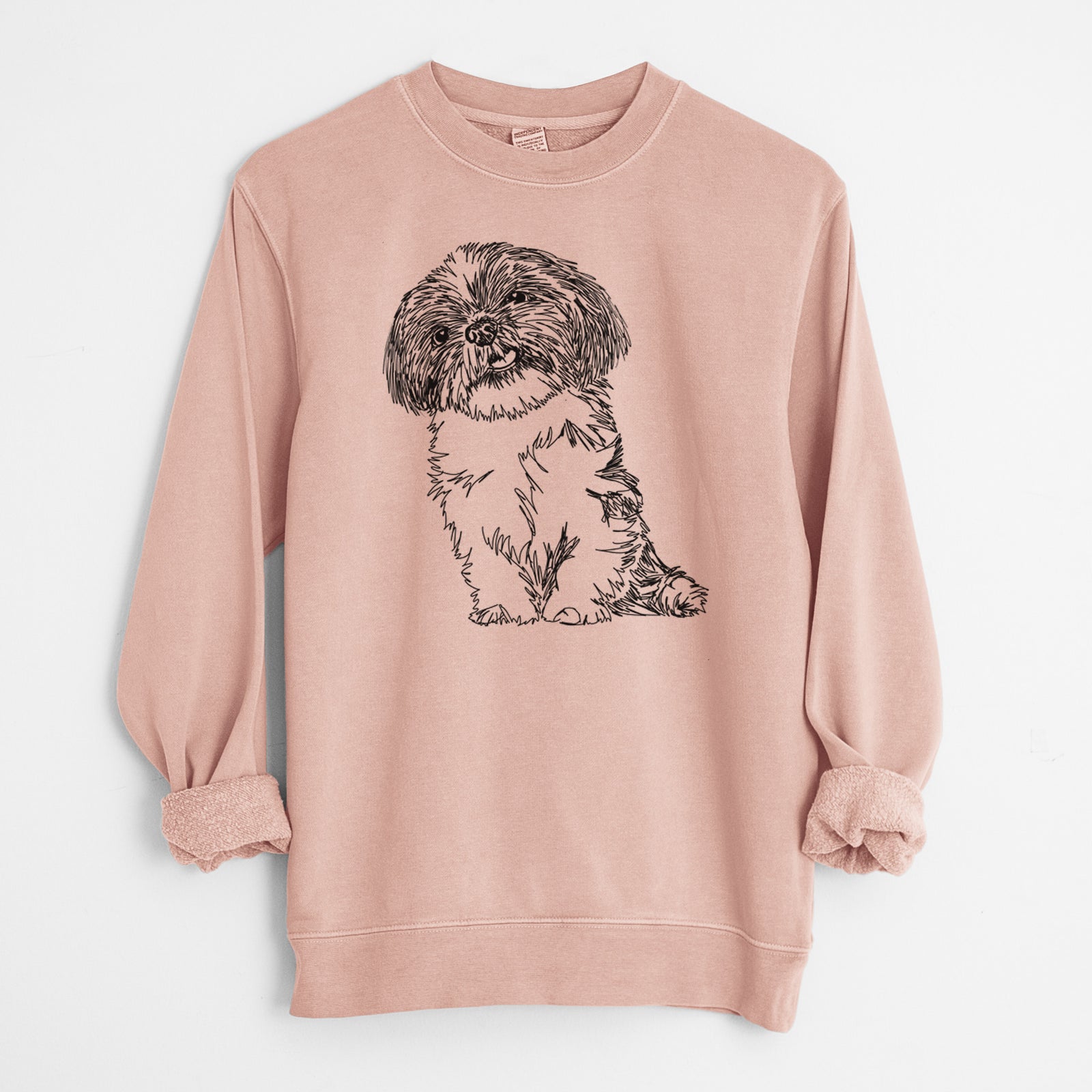 Doodled Ethel the Shih Tzu - Unisex Pigment Dyed Crew Sweatshirt