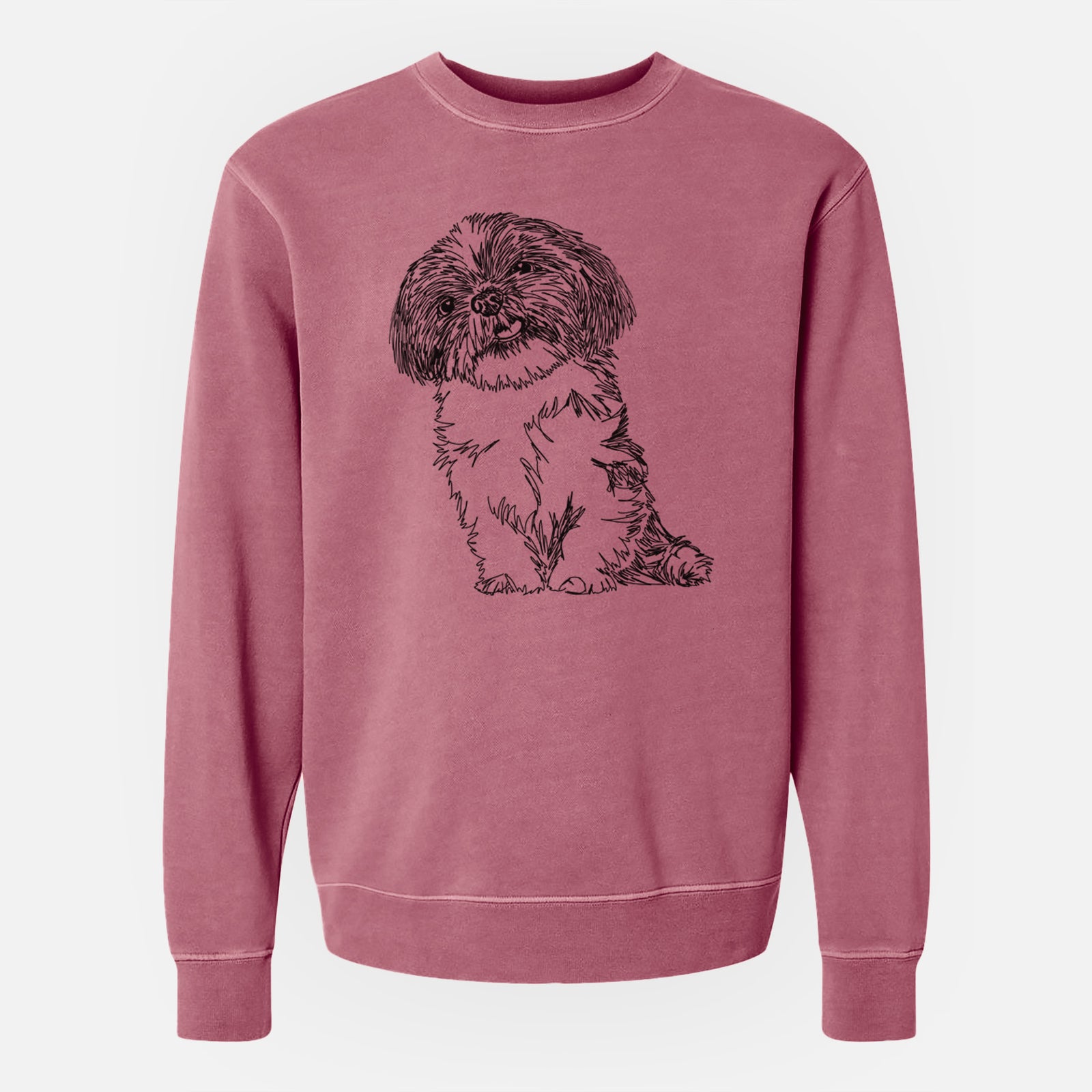 Doodled Ethel the Shih Tzu - Unisex Pigment Dyed Crew Sweatshirt