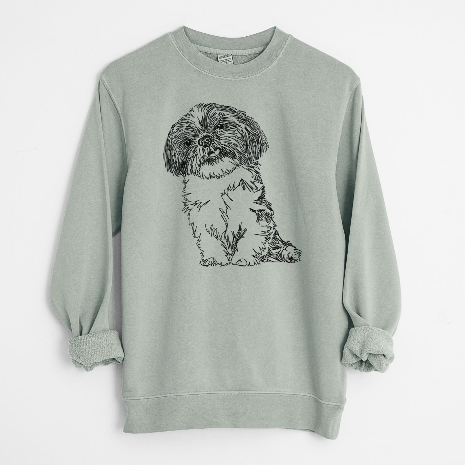 Doodled Ethel the Shih Tzu - Unisex Pigment Dyed Crew Sweatshirt