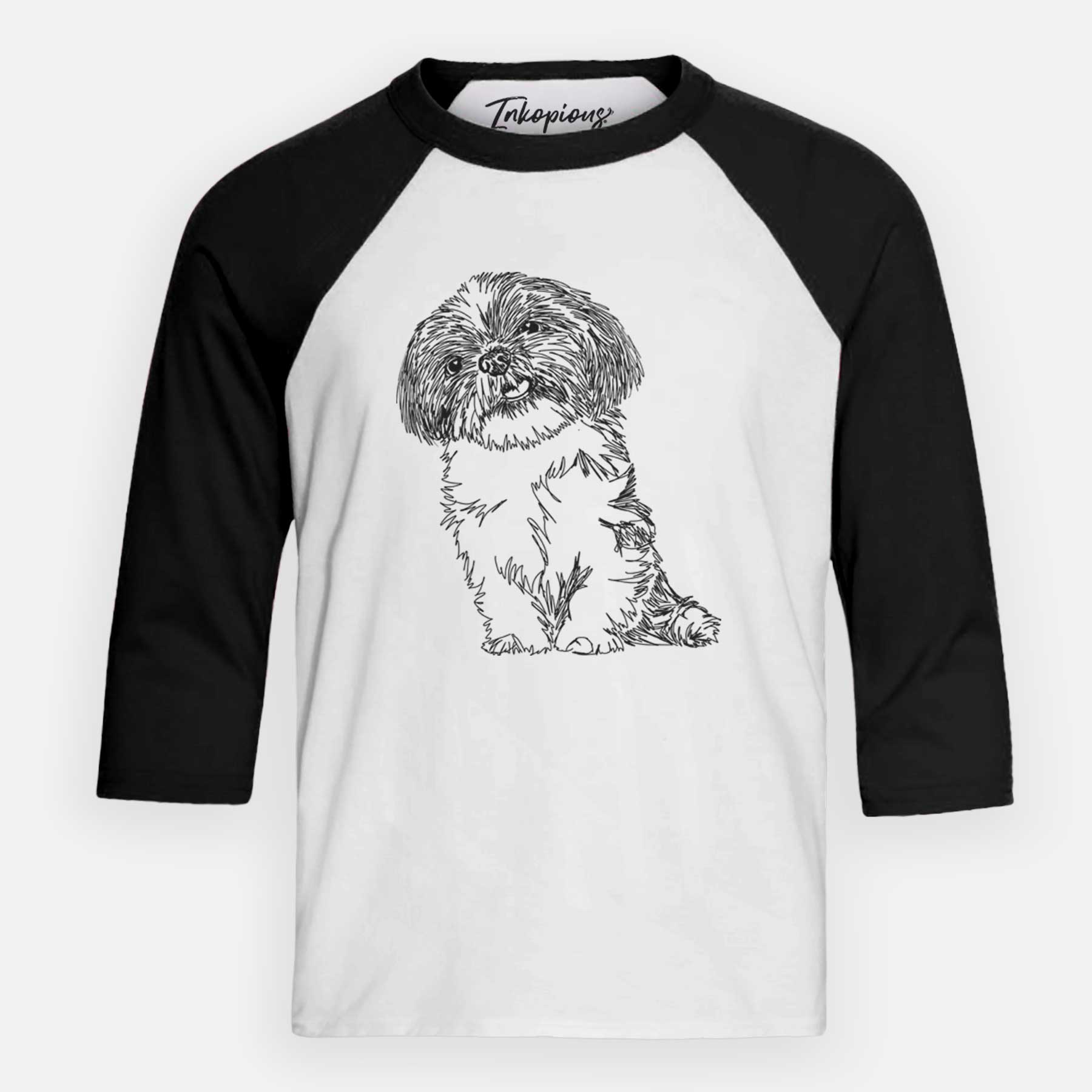 Doodled Ethel the Shih Tzu - Youth 3/4 Long Sleeve