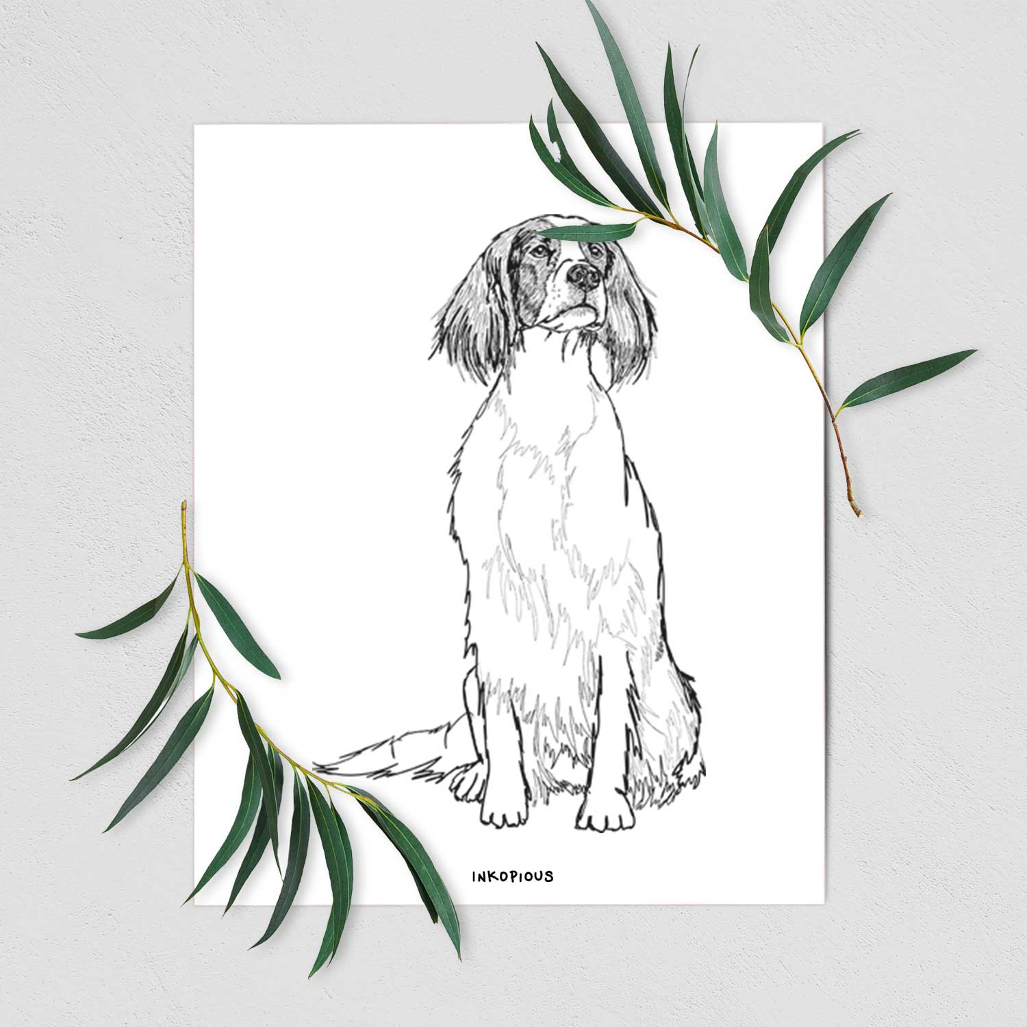 Doodled Fallon the Irish Red & White Setter Art Print