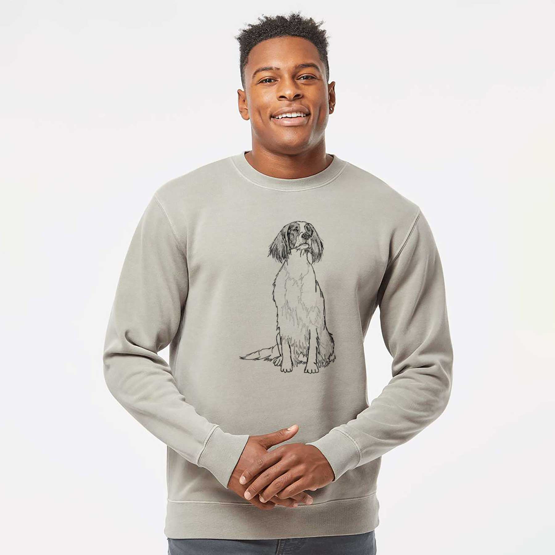 Doodled Fallon the Irish Red and White Setter - Unisex Pigment Dyed Crew Sweatshirt