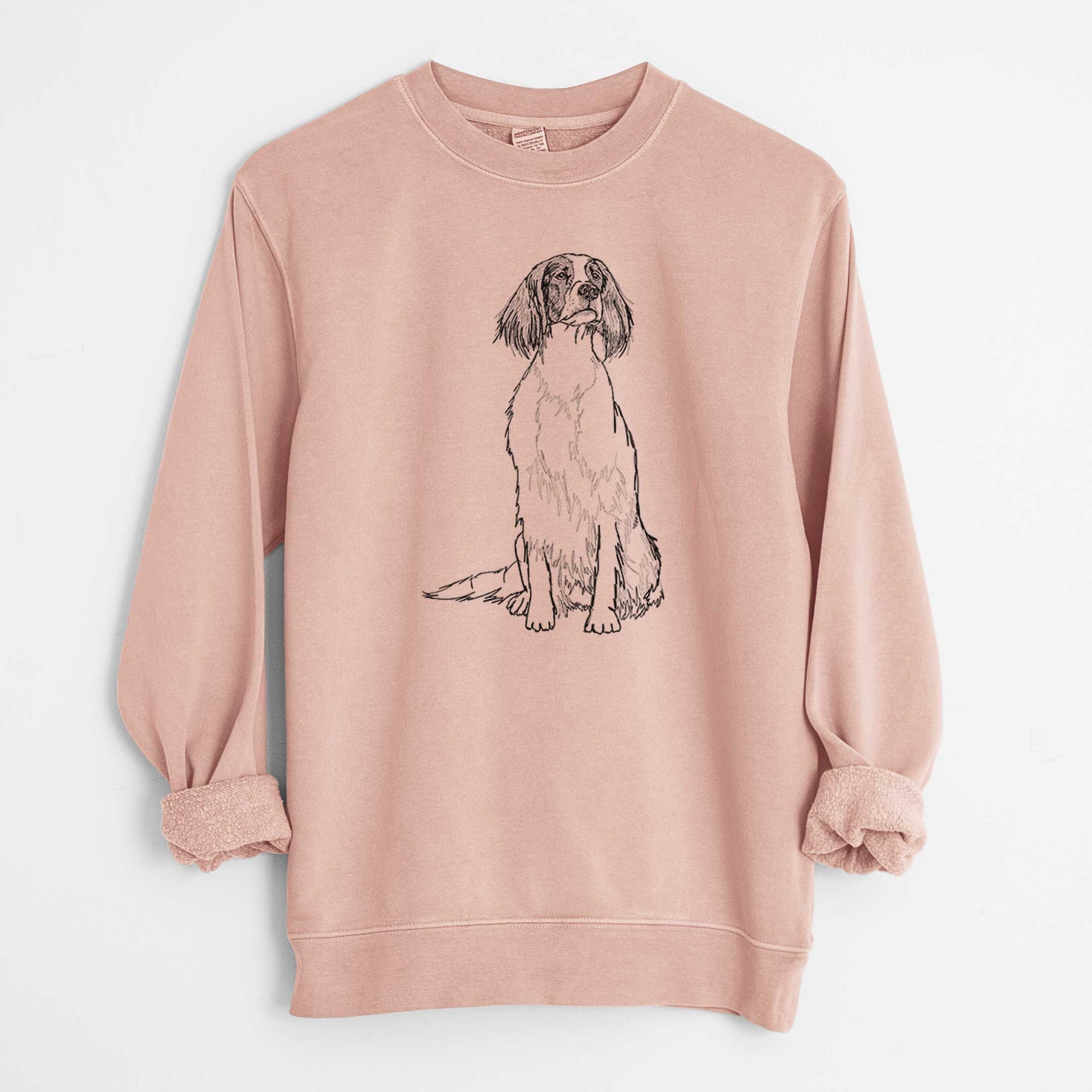 Doodled Fallon the Irish Red and White Setter - Unisex Pigment Dyed Crew Sweatshirt