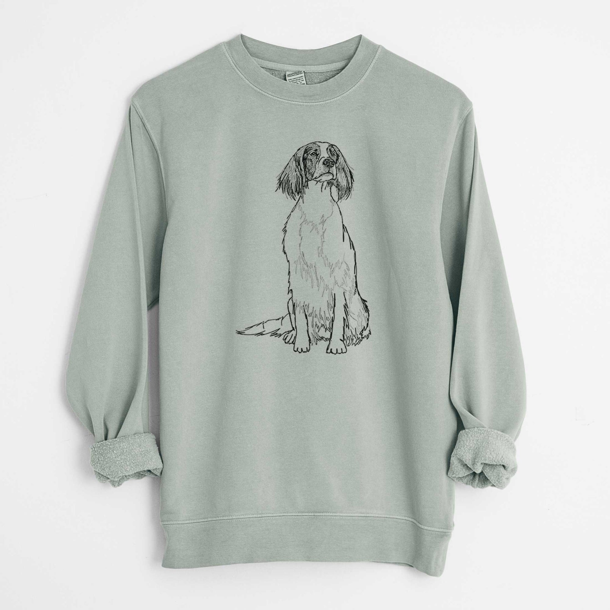 Doodled Fallon the Irish Red and White Setter - Unisex Pigment Dyed Crew Sweatshirt