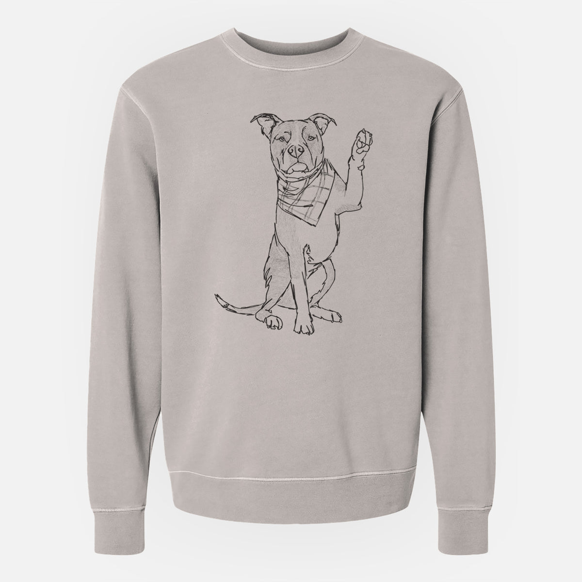 Doodled Fancy the American Staffordshire Terrier - Unisex Pigment Dyed Crew Sweatshirt