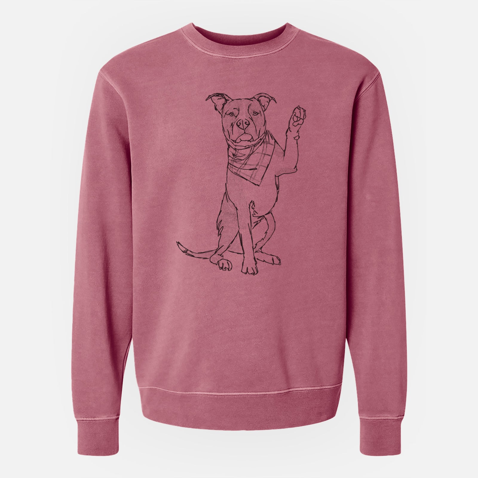 Doodled Fancy the American Staffordshire Terrier - Unisex Pigment Dyed Crew Sweatshirt