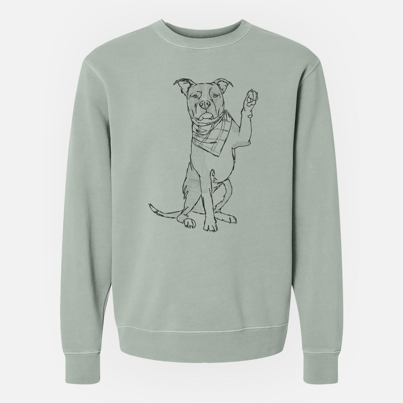 Doodled Fancy the American Staffordshire Terrier - Unisex Pigment Dyed Crew Sweatshirt