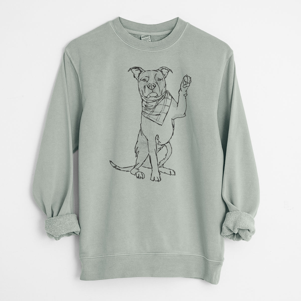 Doodled Fancy the American Staffordshire Terrier - Unisex Pigment Dyed Crew Sweatshirt
