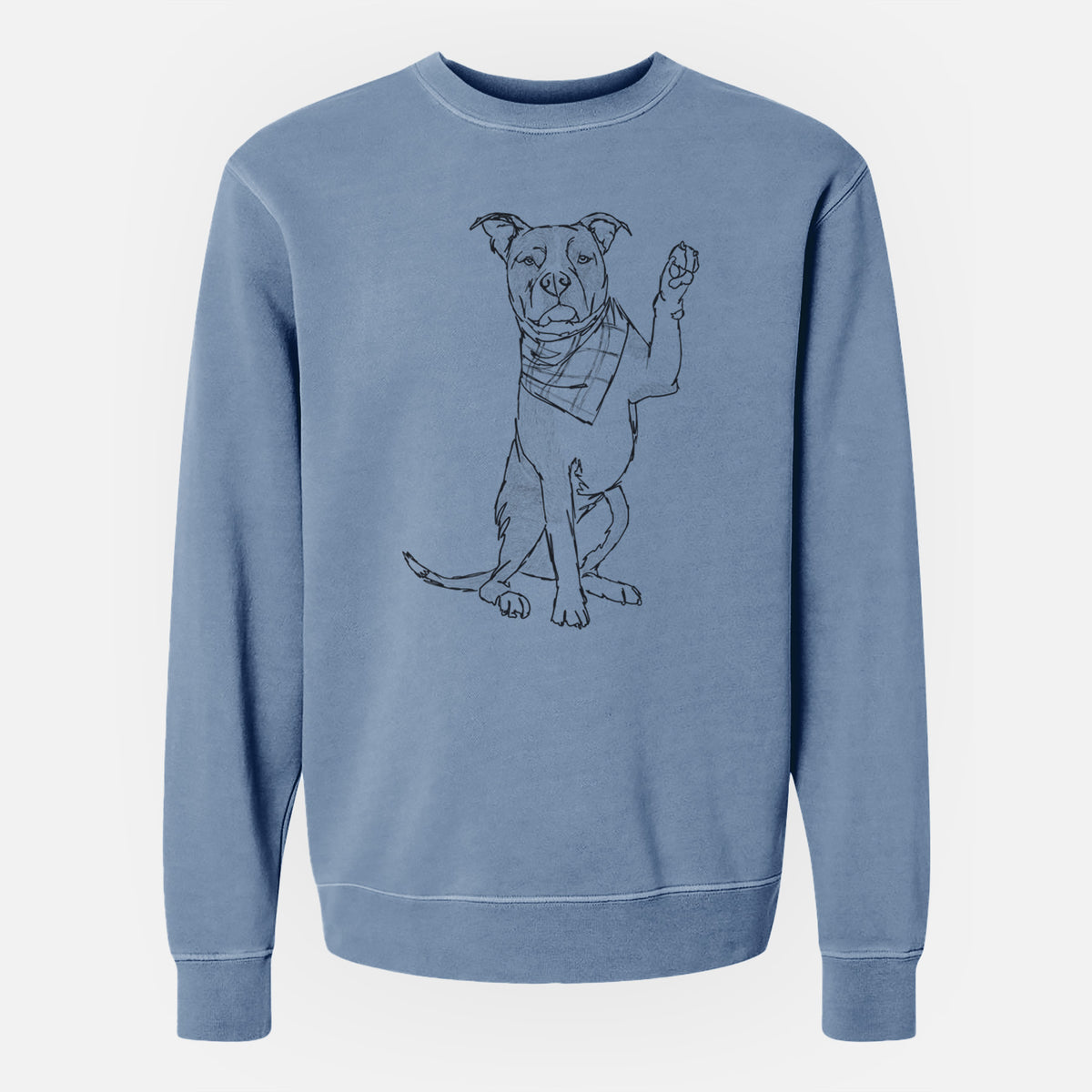 Doodled Fancy the American Staffordshire Terrier - Unisex Pigment Dyed Crew Sweatshirt
