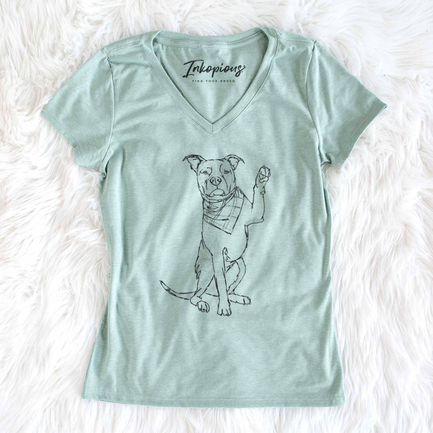 Doodled Fancy the American Staffordshire Terrier - Women's V-neck Shirt