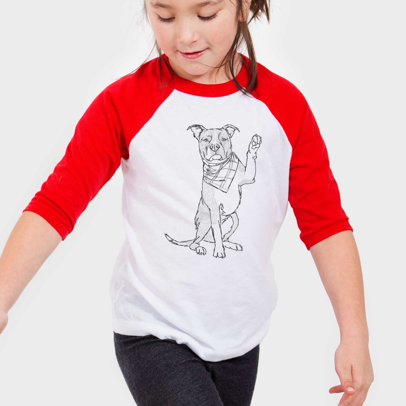 Doodled Fancy the American Staffordshire Terrier - Youth 3/4 Long Sleeve