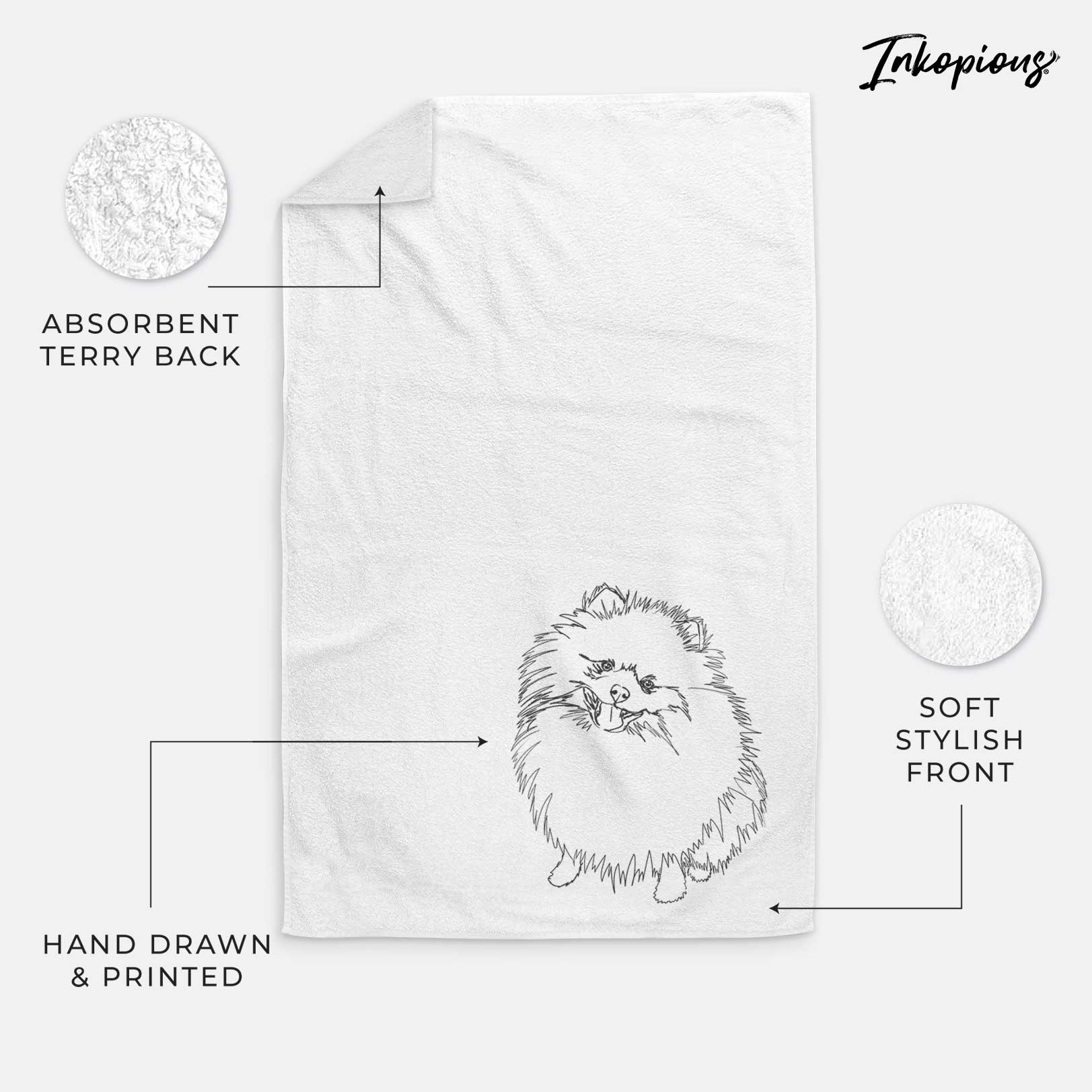 Doodled Fergus the Pomeranian Decorative Hand Towel