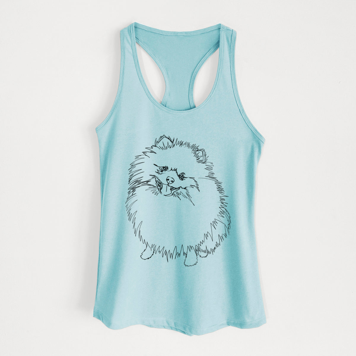 Doodled Fergus the Pomeranian - Women&#39;s Racerback Tanktop