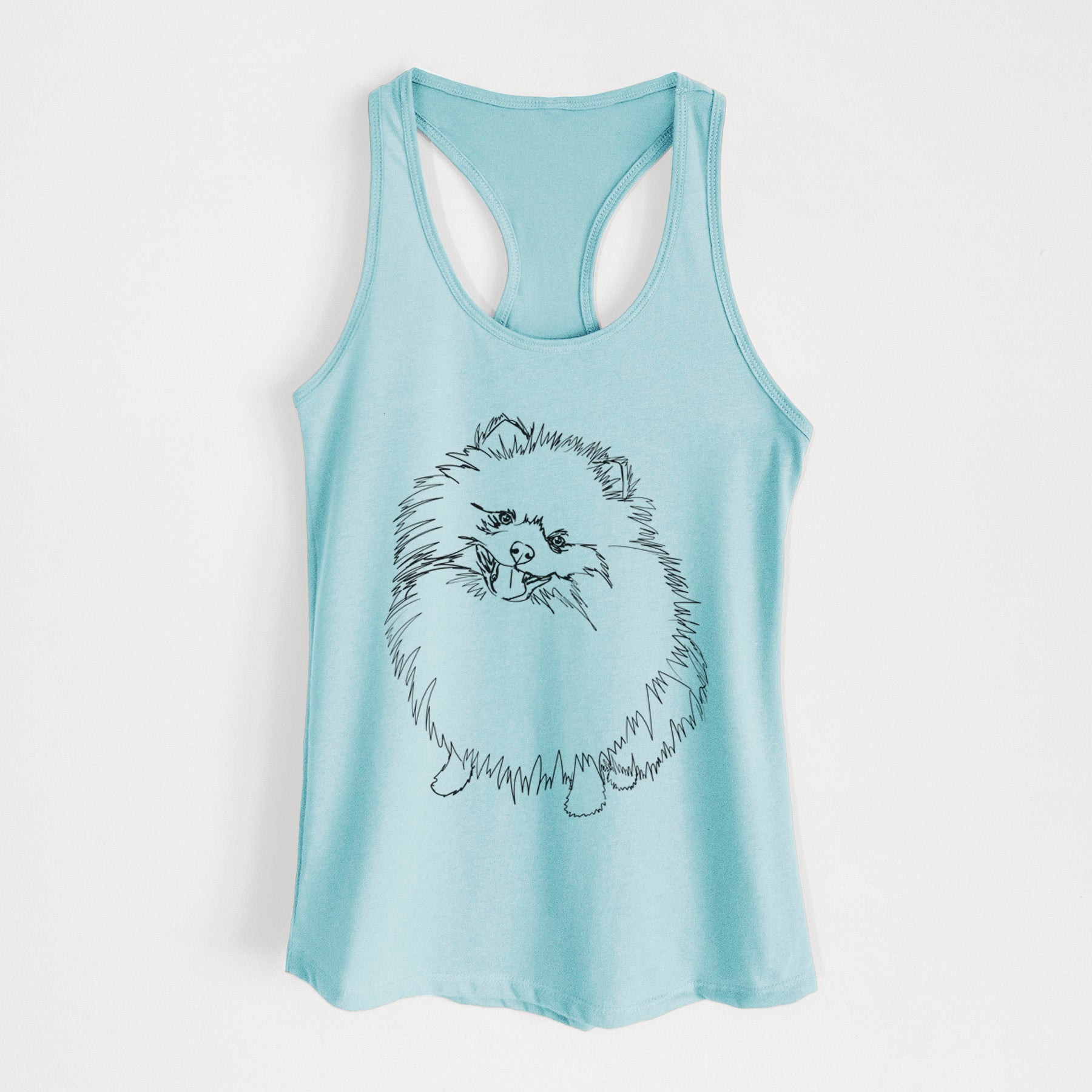 Doodled Fergus the Pomeranian - Women's Racerback Tanktop