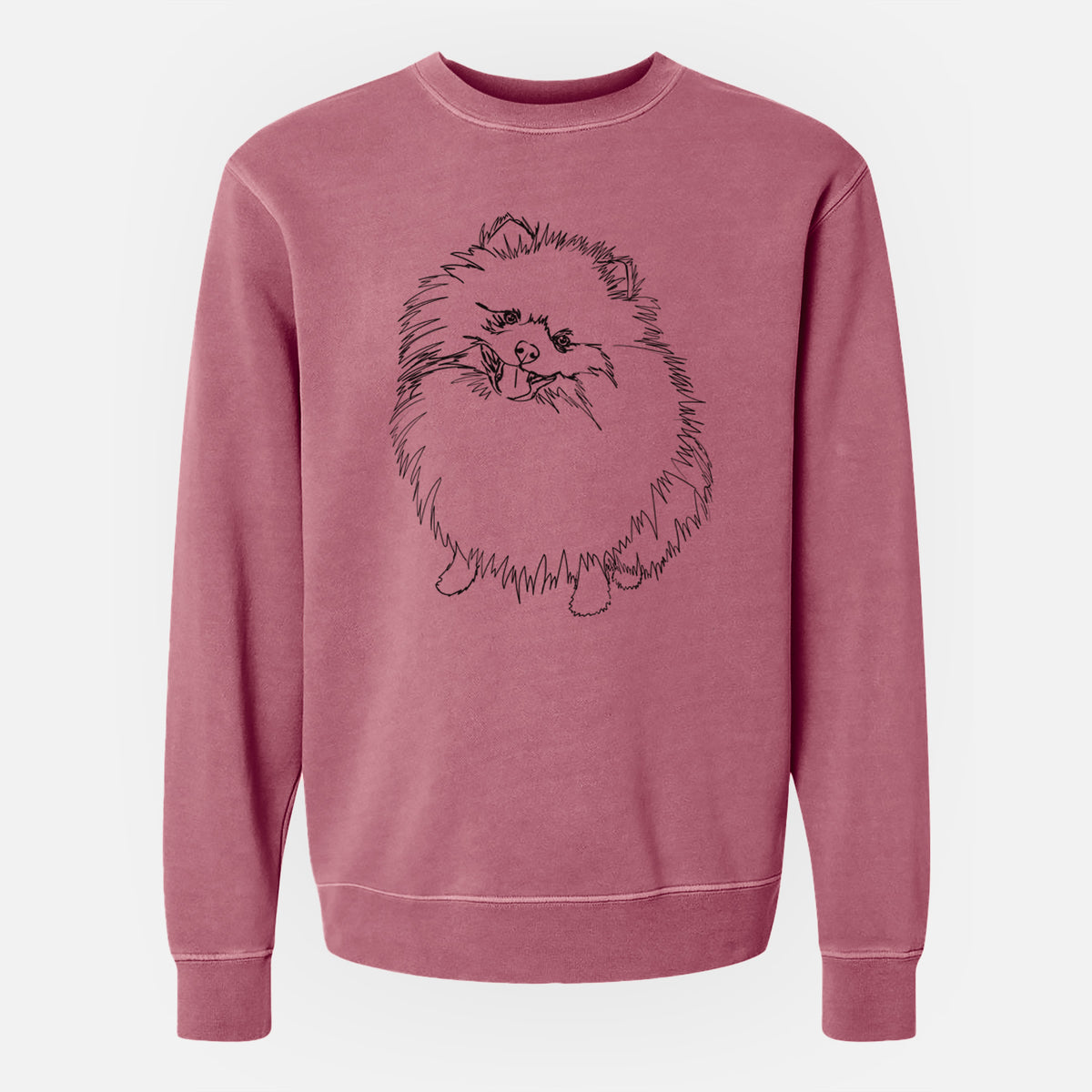 Doodled Fergus the Pomeranian - Unisex Pigment Dyed Crew Sweatshirt