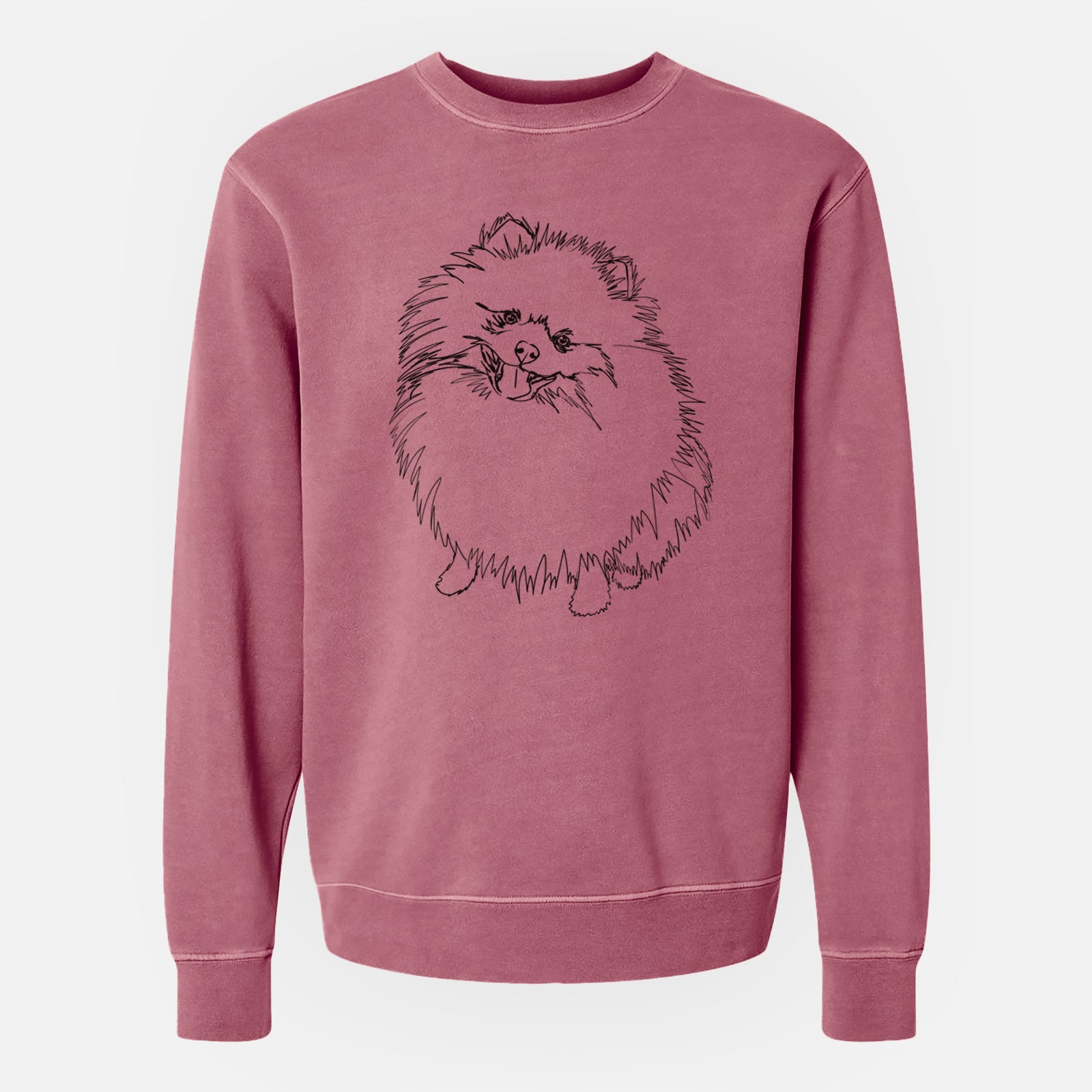 Doodled Fergus the Pomeranian - Unisex Pigment Dyed Crew Sweatshirt